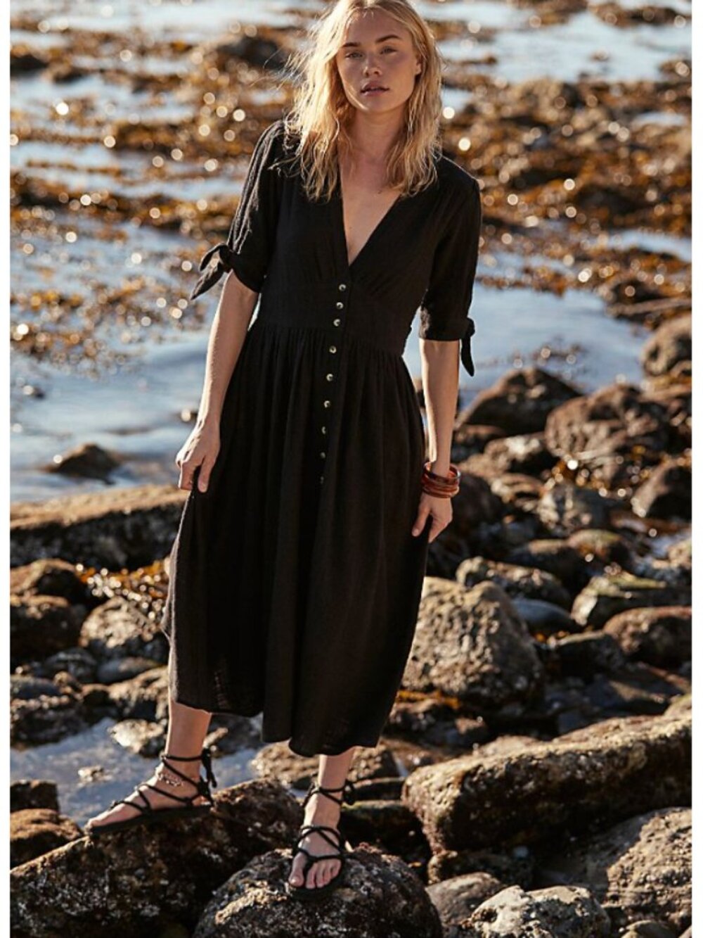 Free People "Love of My  Life" midi dress, black, medium